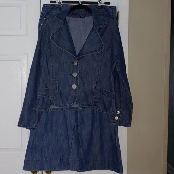 Drama  jean denium jacket and wide leg jean set  NWOT - Picture 1 of 12